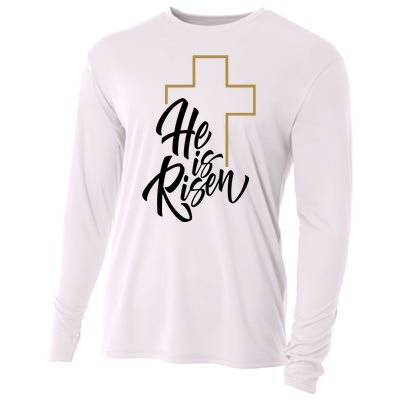 He Is Risen Easter Cross Christian Cooling Performance Long Sleeve Crew