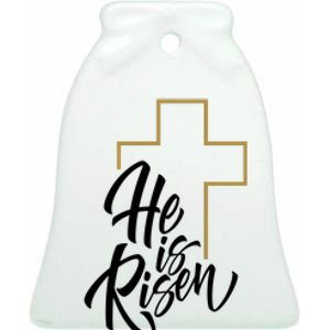 He Is Risen Easter Cross Christian Ceramic Bell Ornament