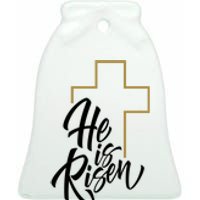 He Is Risen Easter Cross Christian Ceramic Bell Ornament