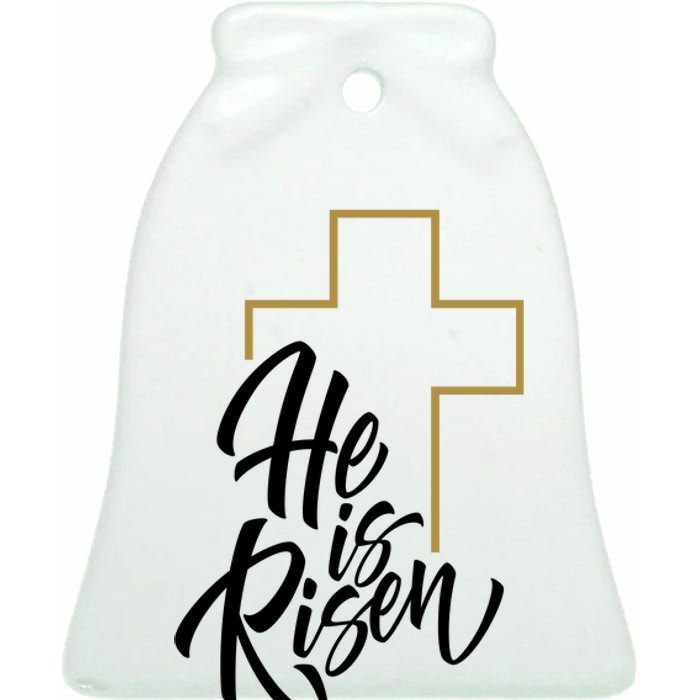 He Is Risen Easter Cross Christian Ceramic Bell Ornament