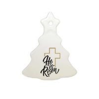 He Is Risen Easter Cross Christian Ceramic Tree Ornament