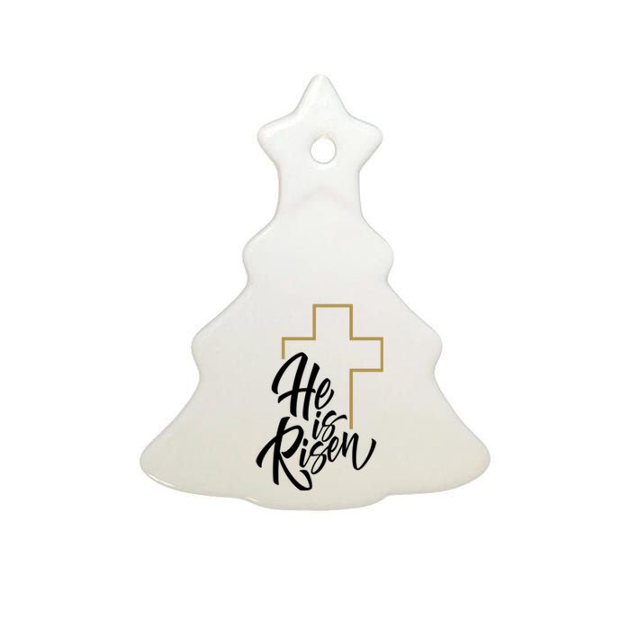 He Is Risen Easter Cross Christian Ceramic Tree Ornament