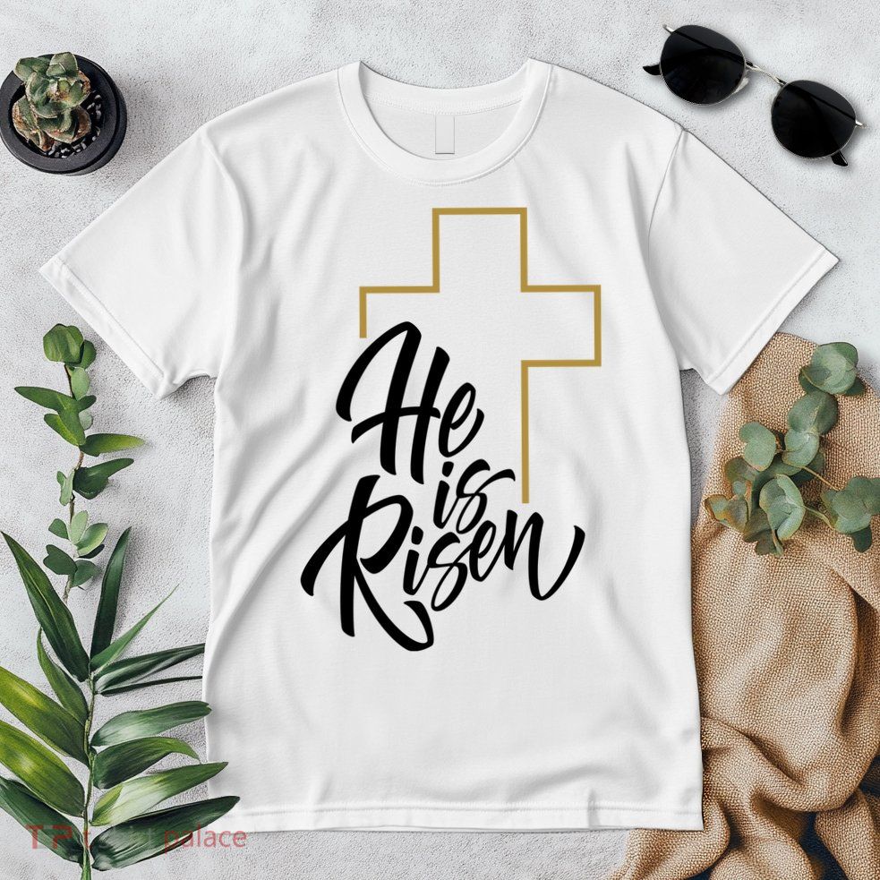 He Is Risen Easter Cross Christian Premium T-Shirt