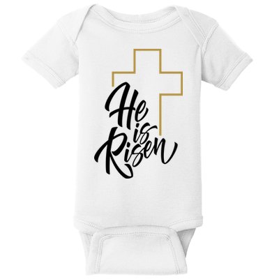 He Is Risen Easter Cross Christian Baby Bodysuit