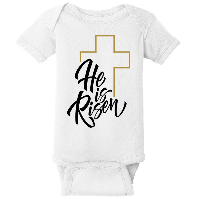 He Is Risen Easter Cross Christian Baby Bodysuit