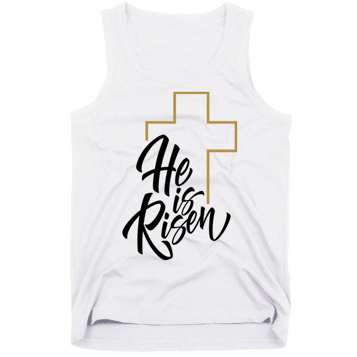 He Is Risen Easter Cross Christian Tank Top