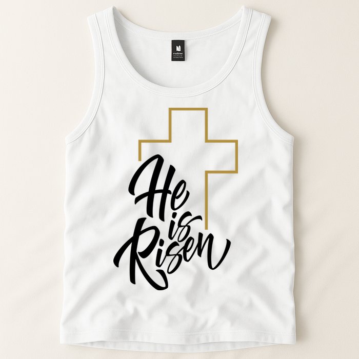 He Is Risen Easter Cross Christian Tank Top