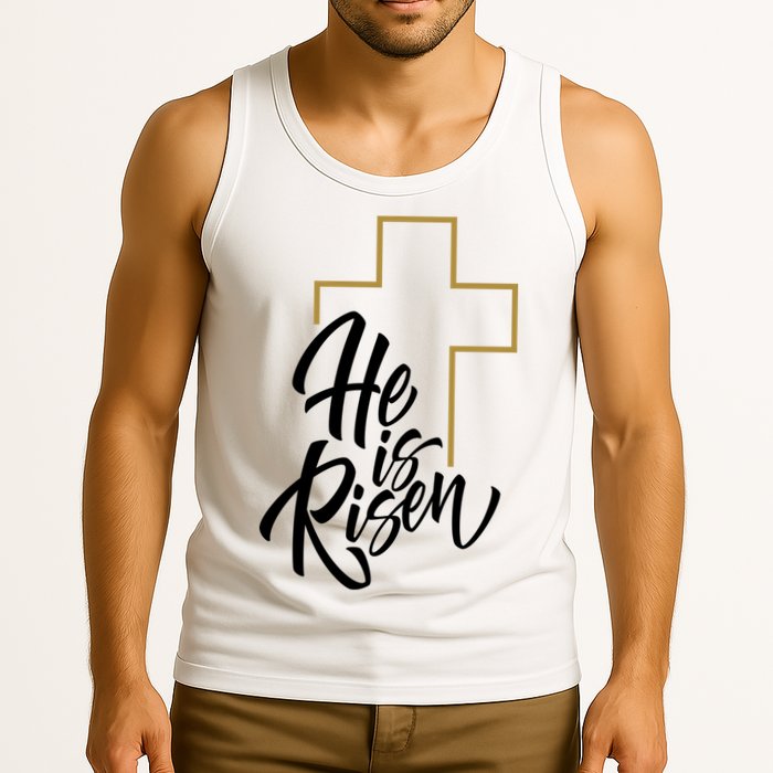 He Is Risen Easter Cross Christian Tank Top