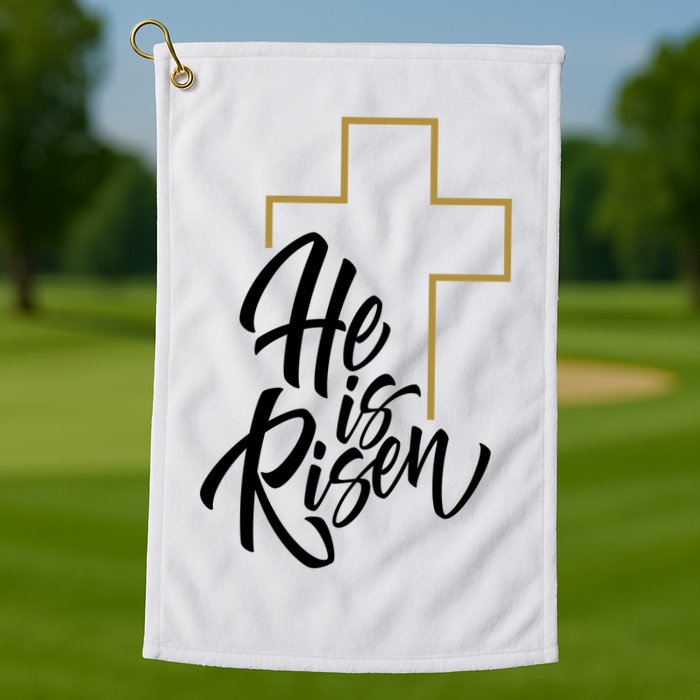 He Is Risen Easter Cross Christian Golf Towel