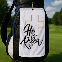 He Is Risen Easter Cross Christian Golf Towel