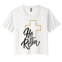 He Is Risen Easter Cross Christian Crop Top