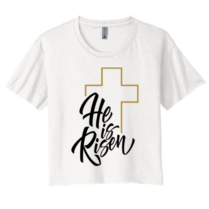 He Is Risen Easter Cross Christian Crop Top