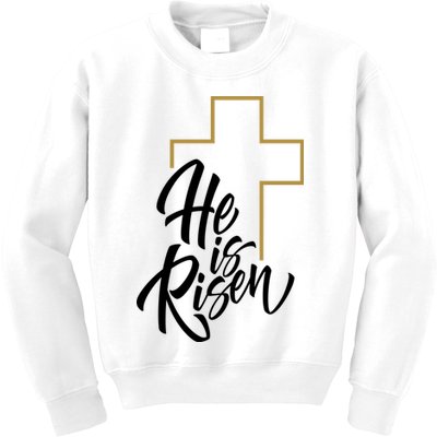 He Is Risen Easter Cross Christian Kids Sweatshirt