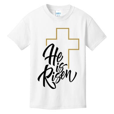 He Is Risen Easter Cross Christian Kids T-Shirt