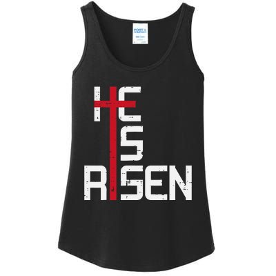 He Is Risen Cross Jesus Easter Christian Religious Ladies Essential Tank