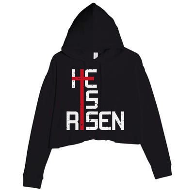 He Is Risen Cross Jesus Easter Christian Religious Crop Fleece Hoodie