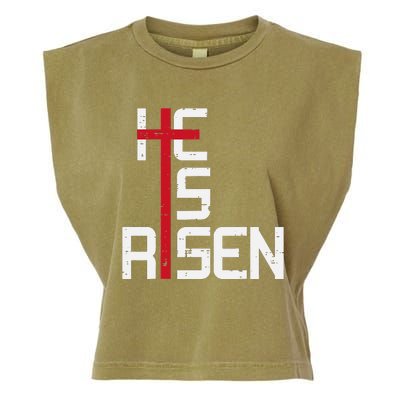 He Is Risen Cross Jesus Easter Christian Religious Garment-Dyed Women's Muscle Tee