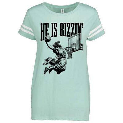 He Is Rizzin Funny Jesus Basketball Easter Meme Enza Ladies Jersey Football T-Shirt