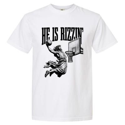 He Is Rizzin Funny Jesus Basketball Easter Meme Garment-Dyed Heavyweight T-Shirt