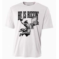 He Is Rizzin Funny Jesus Basketball Easter Meme Cooling Performance Crew T-Shirt