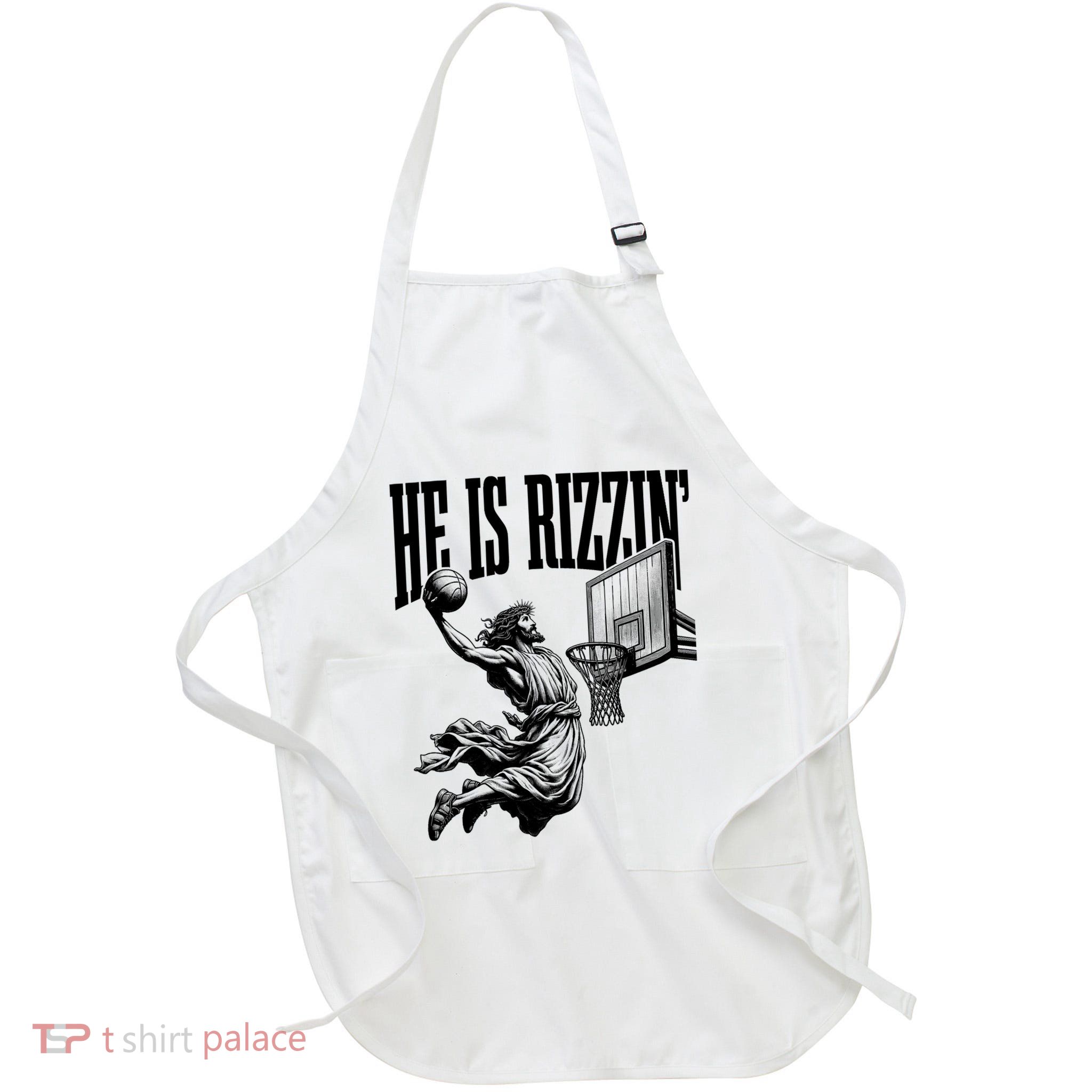 He Is Rizzin Funny Jesus Basketball Easter Meme Apron