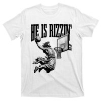 He Is Rizzin Funny Jesus Basketball Easter Meme T-Shirt