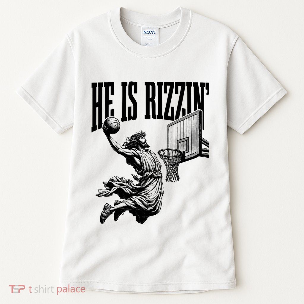 He Is Rizzin Funny Jesus Basketball Easter Meme Tall T-Shirt