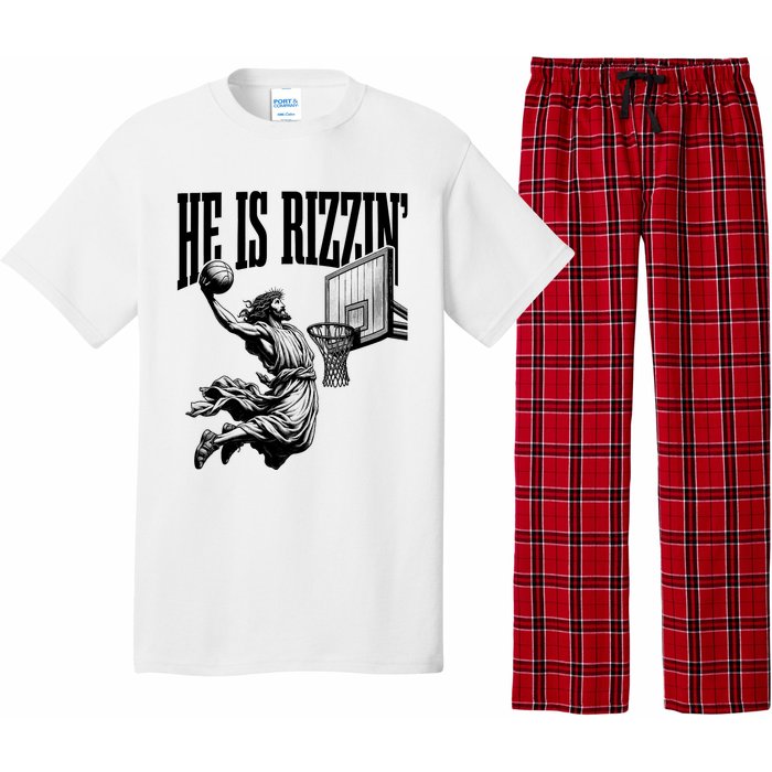 He Is Rizzin Funny Jesus Basketball Easter Meme Pajama Set