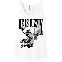 He Is Rizzin Funny Jesus Basketball Easter Meme Ladies Essential Tank