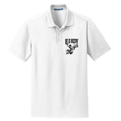 He Is Rizzin Funny Jesus Basketball Easter Meme Dry Zone Grid Polo
