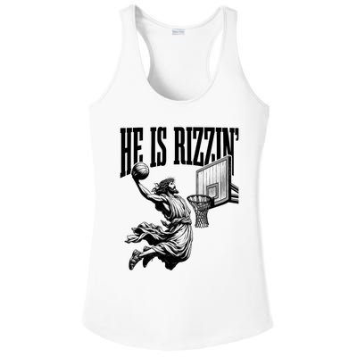 He Is Rizzin Funny Jesus Basketball Easter Meme Ladies PosiCharge Competitor Racerback Tank