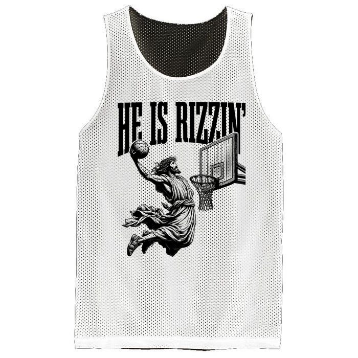 He Is Rizzin Funny Jesus Basketball Easter Meme Mesh Reversible Basketball Jersey Tank