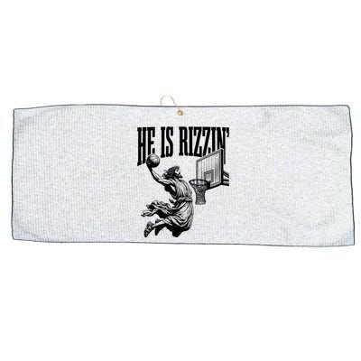 He Is Rizzin Funny Jesus Basketball Easter Meme Large Microfiber Waffle Golf Towel