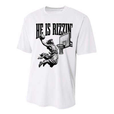 He Is Rizzin Funny Jesus Basketball Easter Meme Performance Sprint T-Shirt