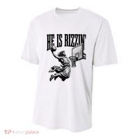 He Is Rizzin Funny Jesus Basketball Easter Meme Youth Performance Sprint T-Shirt