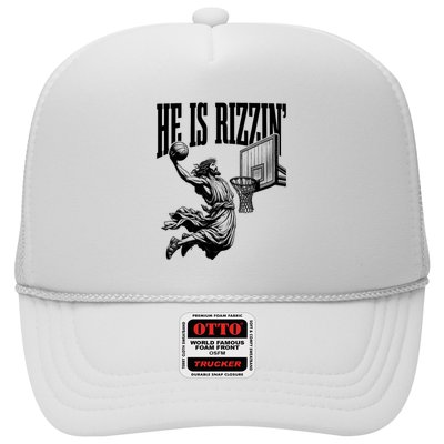He Is Rizzin Funny Jesus Basketball Easter Meme Trucker Hat