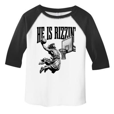 He Is Rizzin Funny Jesus Basketball Easter Meme Toddler Fine Jersey T-Shirt