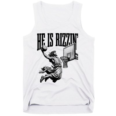 He Is Rizzin Funny Jesus Basketball Easter Meme Tank Top