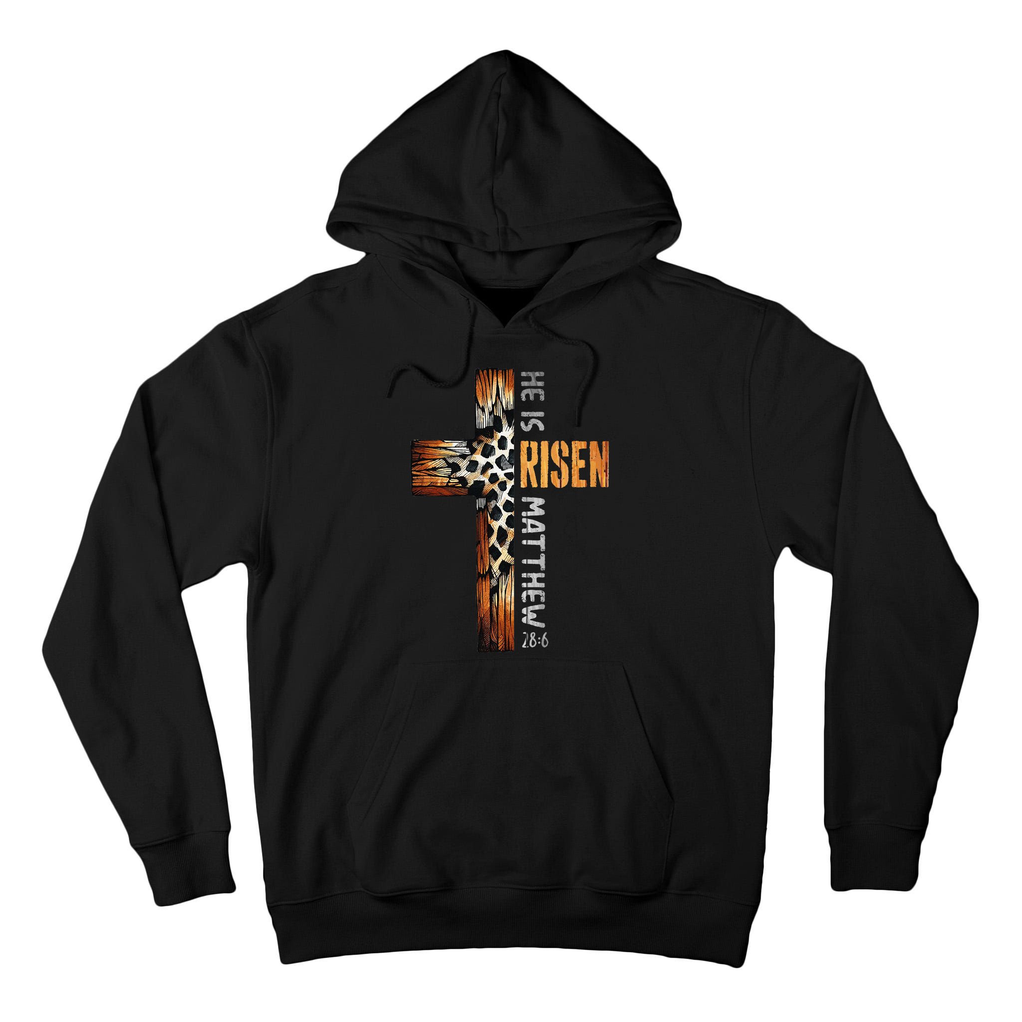 He Is Risen Cross Jesus Religious Christian Faith Easter Tall Hoodie