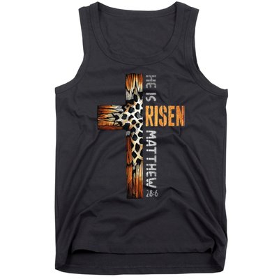 He Is Risen Cross Jesus Religious Christian Faith Easter Tank Top