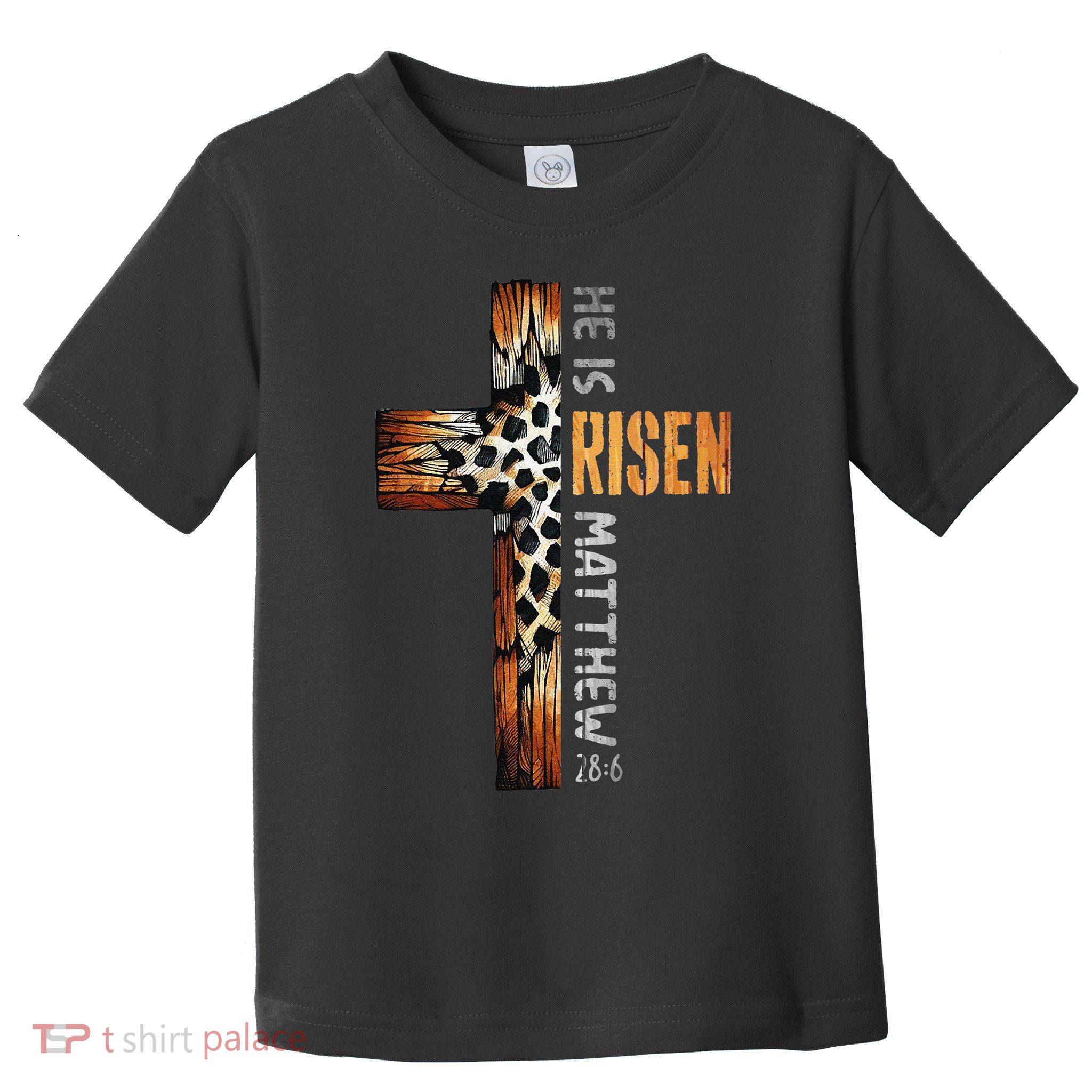 He Is Risen Cross Jesus Religious Christian Faith Easter Toddler T-Shirt