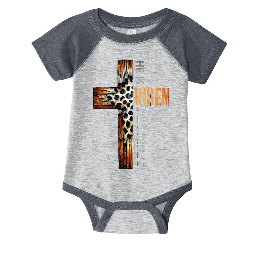 He Is Risen Cross Jesus Religious Christian Faith Easter Infant Baby Jersey Bodysuit