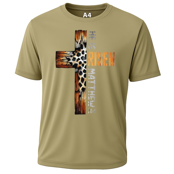 He Is Risen Cross Jesus Religious Christian Faith Easter Cooling Performance Crew T-Shirt