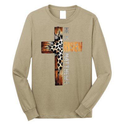 He Is Risen Cross Jesus Religious Christian Faith Easter Long Sleeve Shirt