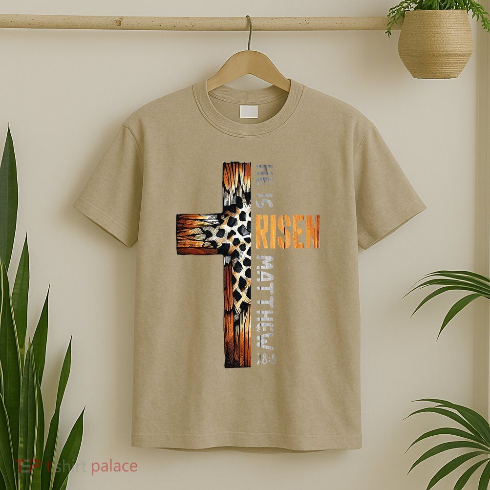 He Is Risen Cross Jesus Religious Christian Faith Easter T-Shirt