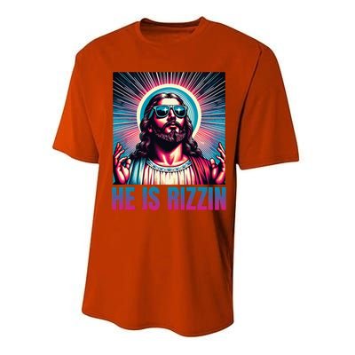 He Is Rizzin Jesus Is Rizzen Christan Performance Sprint T-Shirt