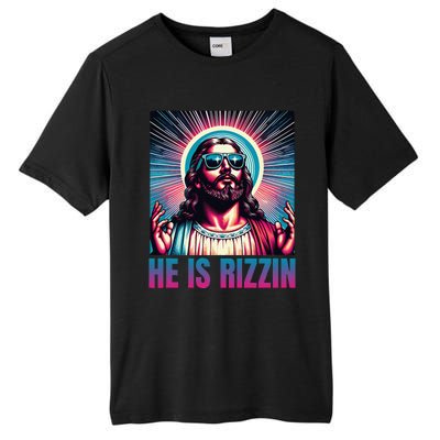 He Is Rizzin Jesus Is Rizzen Christan Tall Fusion ChromaSoft Performance T-Shirt