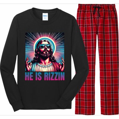 He Is Rizzin Jesus Is Rizzen Christan Long Sleeve Pajama Set