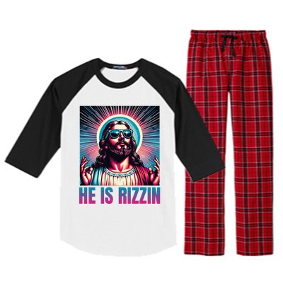 He Is Rizzin Jesus Is Rizzen Christan Raglan Sleeve Pajama Set