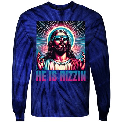 He Is Rizzin Jesus Is Rizzen Christan Tie-Dye Long Sleeve Shirt